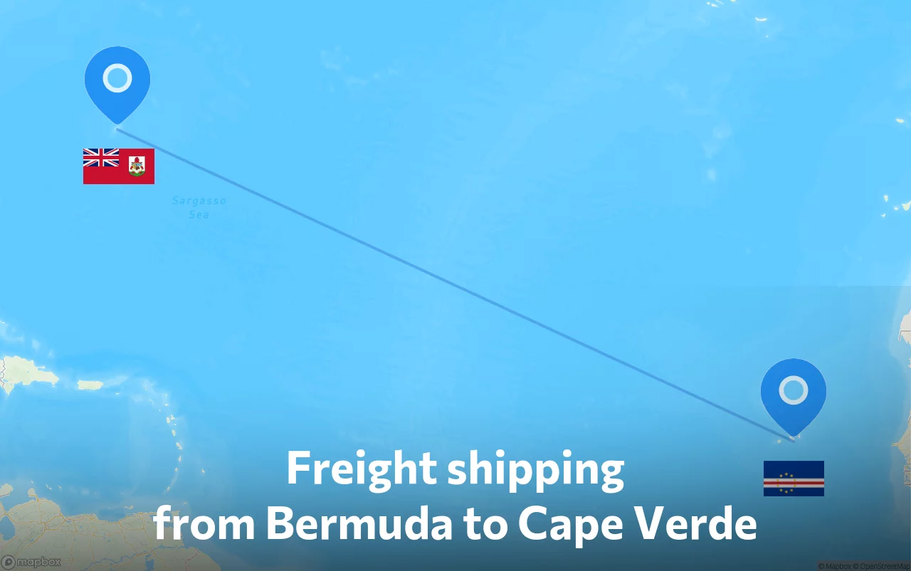 Shipping route from Bermuda to Cape Verde