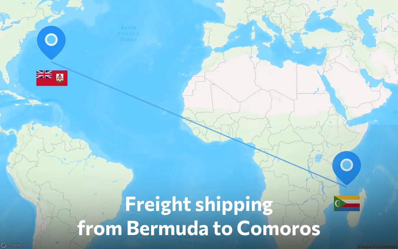 Shipping route from Bermuda to Comoros