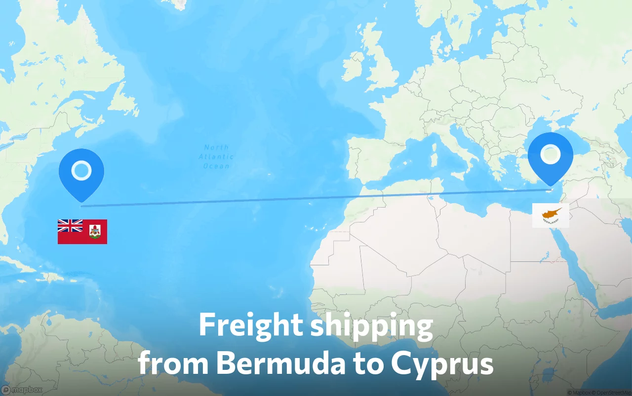 Shipping route from Bermuda to Cyprus