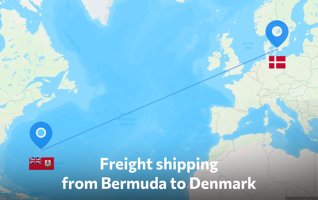 Shipping route from Bermuda to Denmark