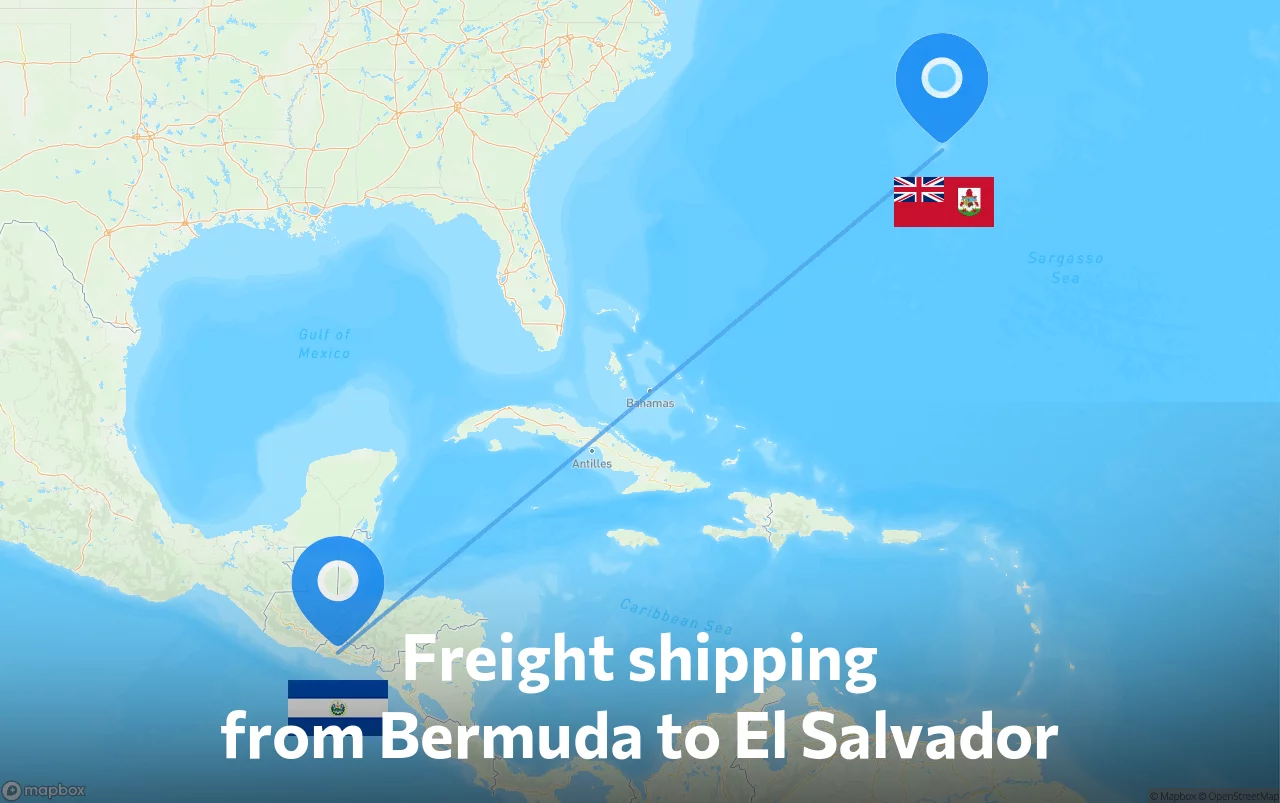 Shipping route from Bermuda to El Salvador