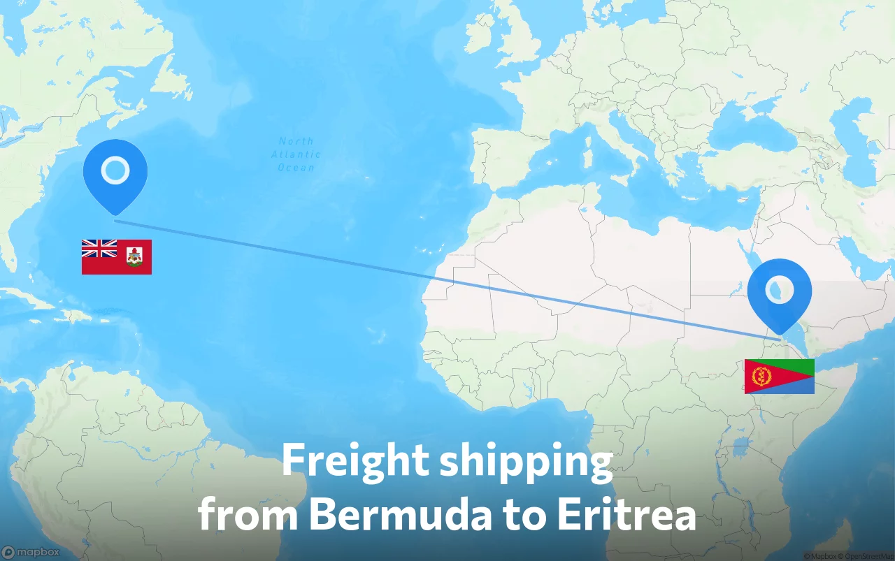 Shipping route from Bermuda to Eritrea
