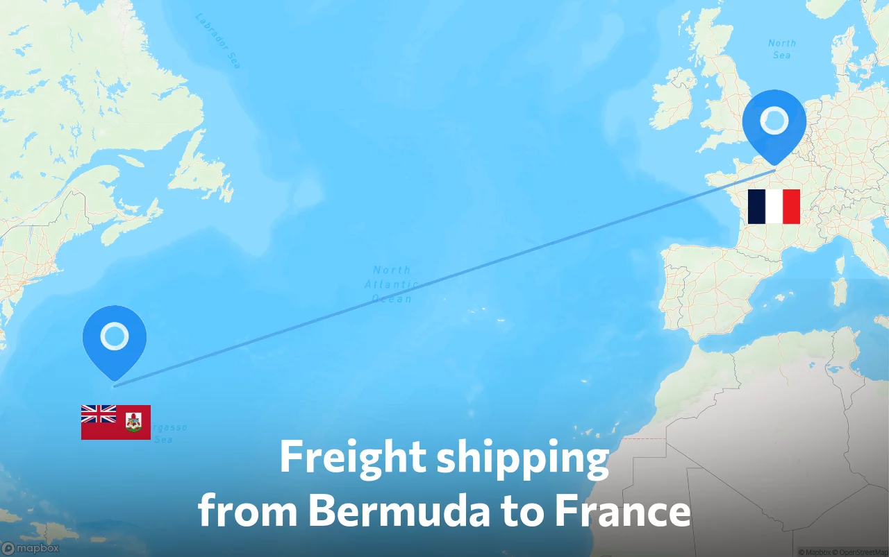 Shipping route from Bermuda to France