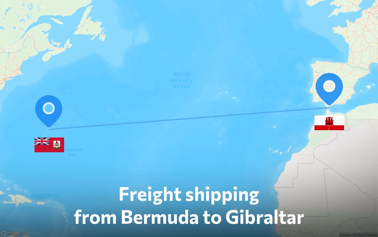 Shipping route from Bermuda to Gibraltar
