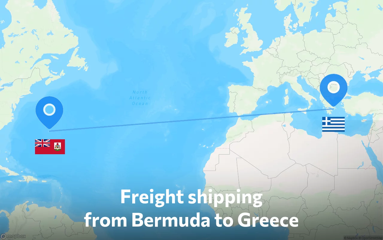 Shipping route from Bermuda to Greece
