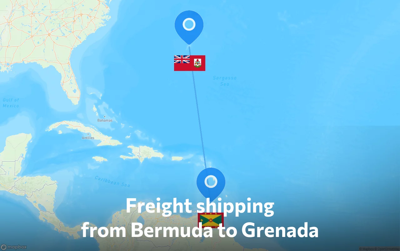 Shipping route from Bermuda to Grenada