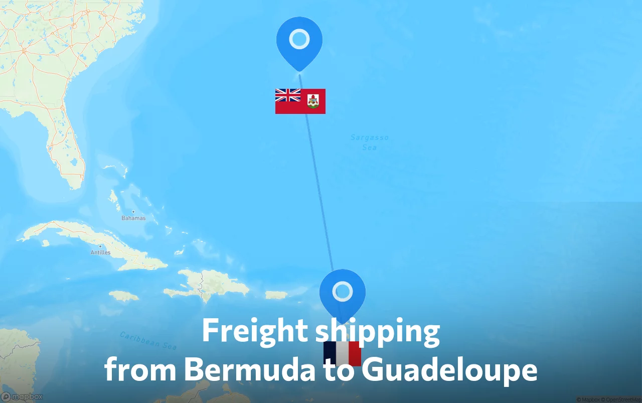 Shipping route from Bermuda to Guadeloupe