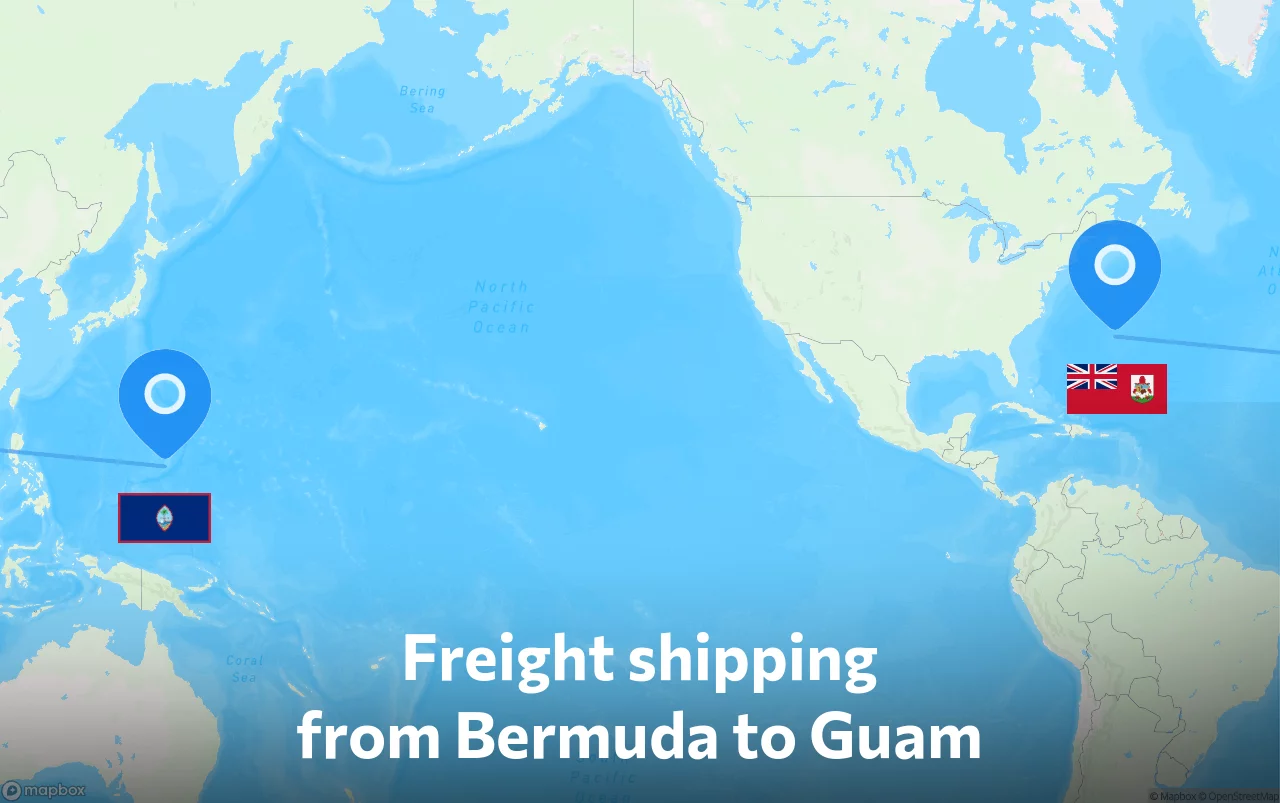 Shipping route from Bermuda to Guam