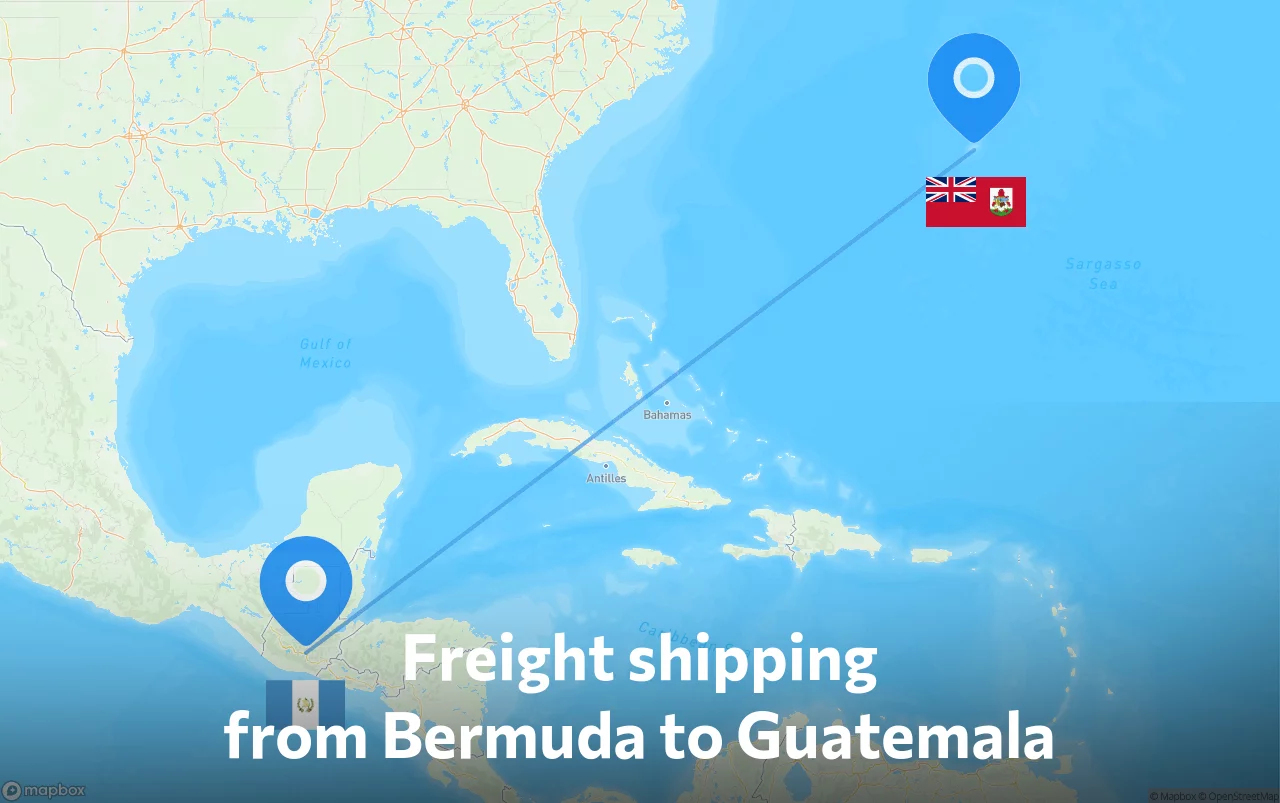 Shipping route from Bermuda to Guatemala