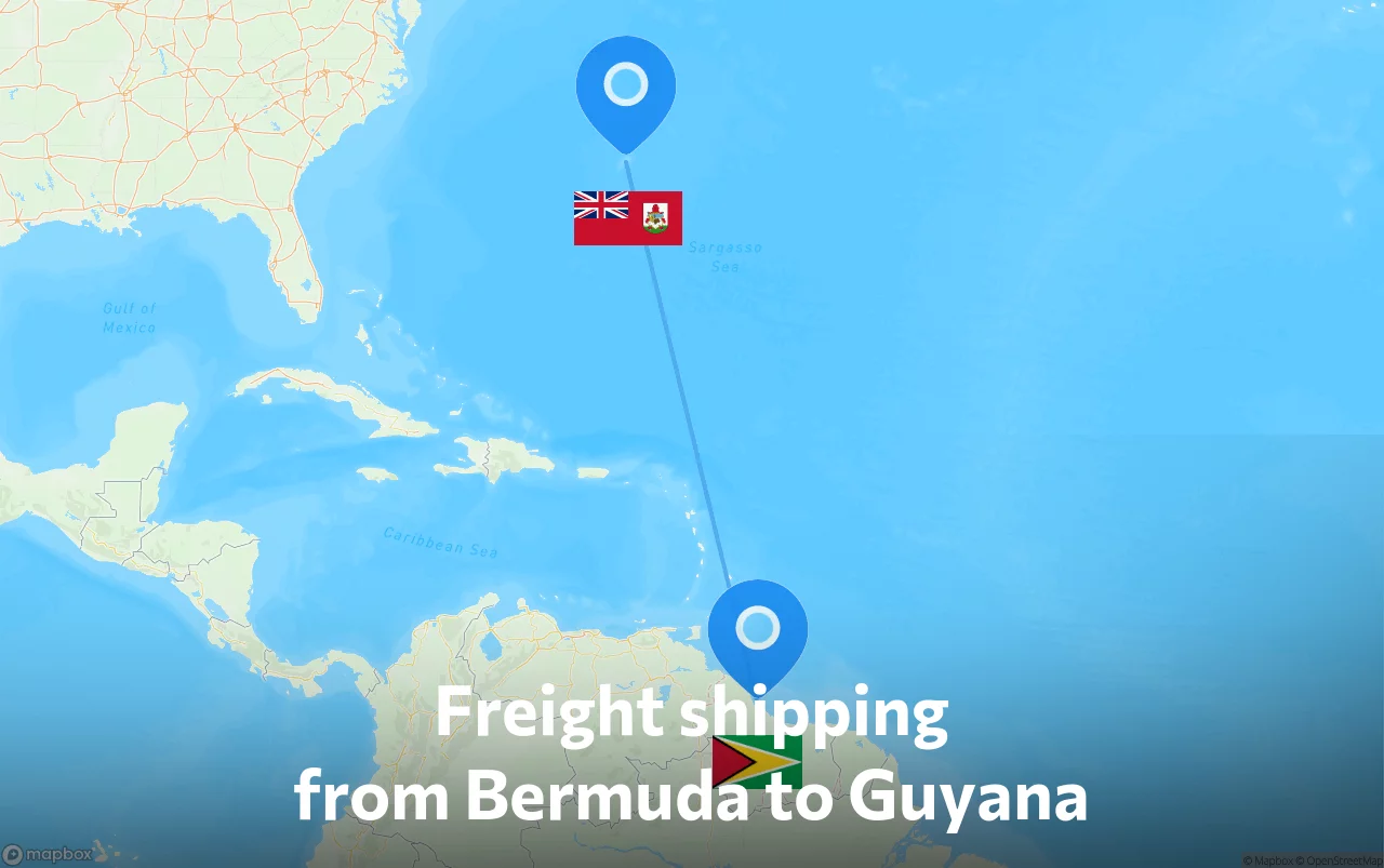 Shipping route from Bermuda to Guyana