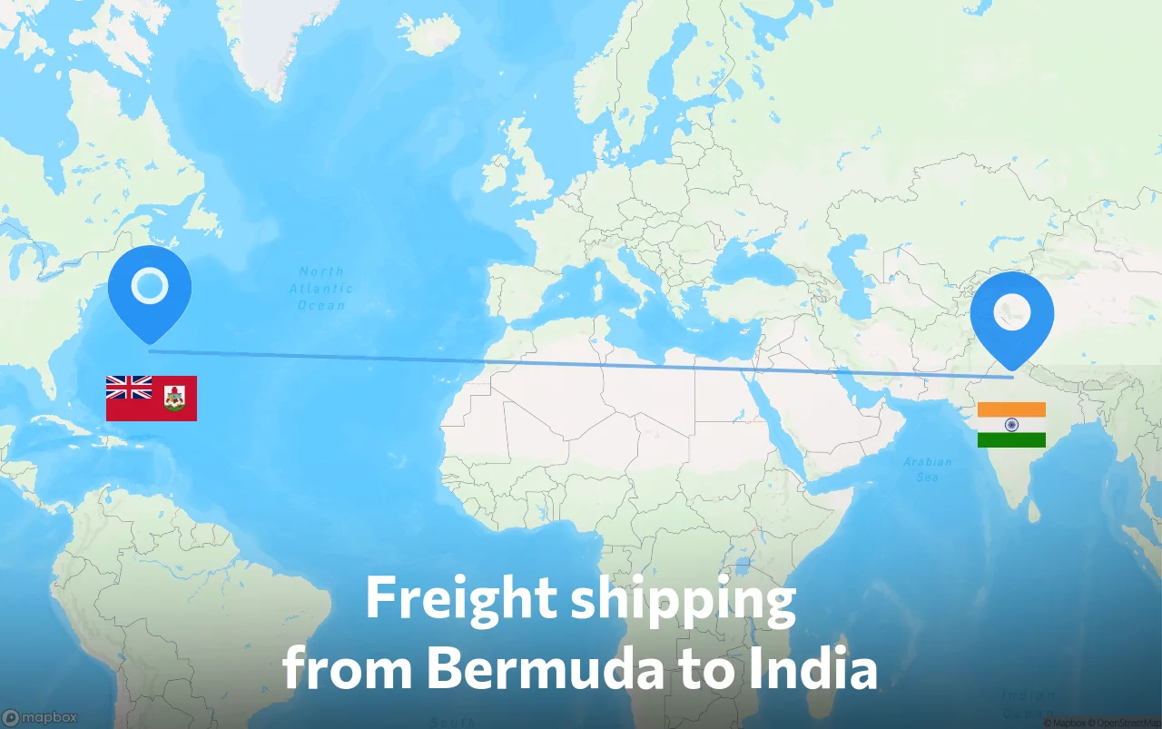 Shipping route from Bermuda to India