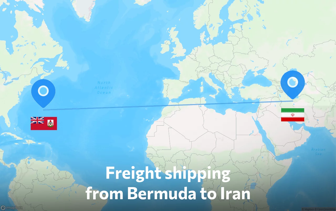 Shipping route from Bermuda to Iran
