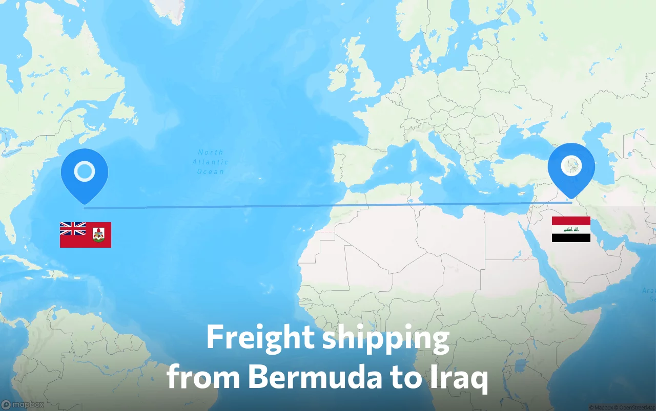 Shipping route from Bermuda to Iraq