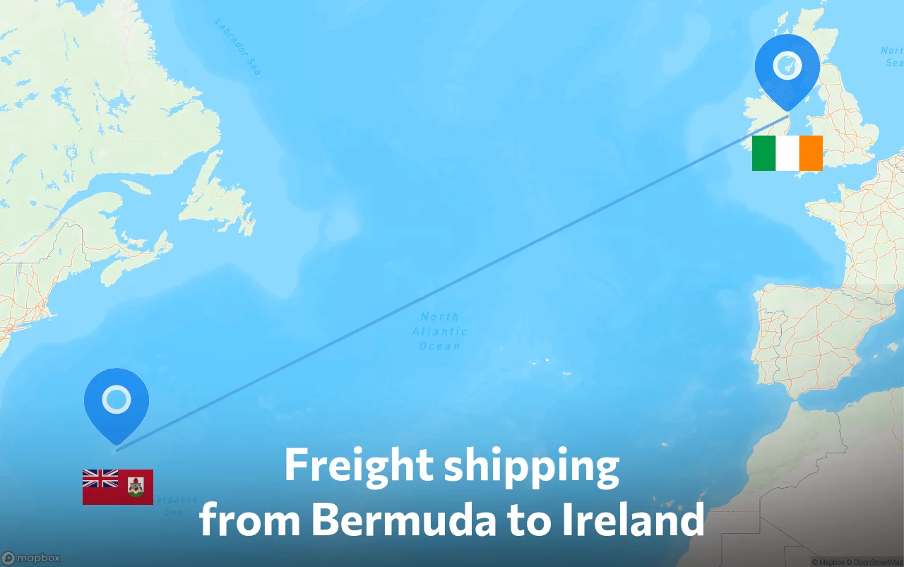 Shipping route from Bermuda to Ireland