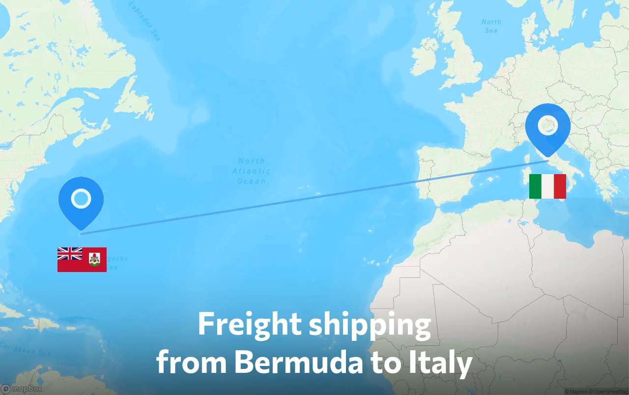Shipping route from Bermuda to Italy