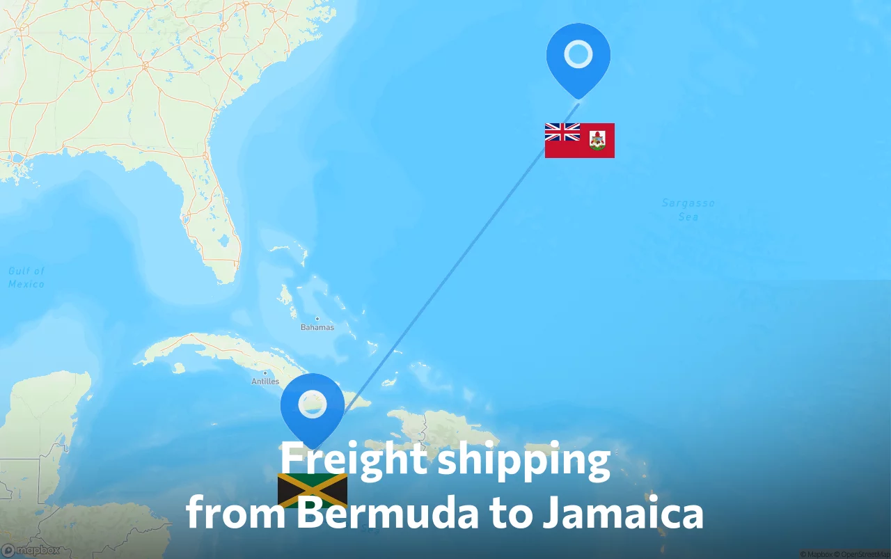 Shipping route from Bermuda to Jamaica