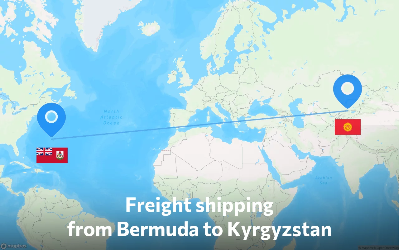 Shipping route from Bermuda to Kyrgyzstan