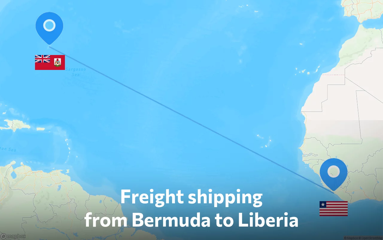 Shipping route from Bermuda to Liberia