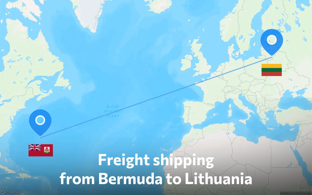 Shipping route from Bermuda to Lithuania