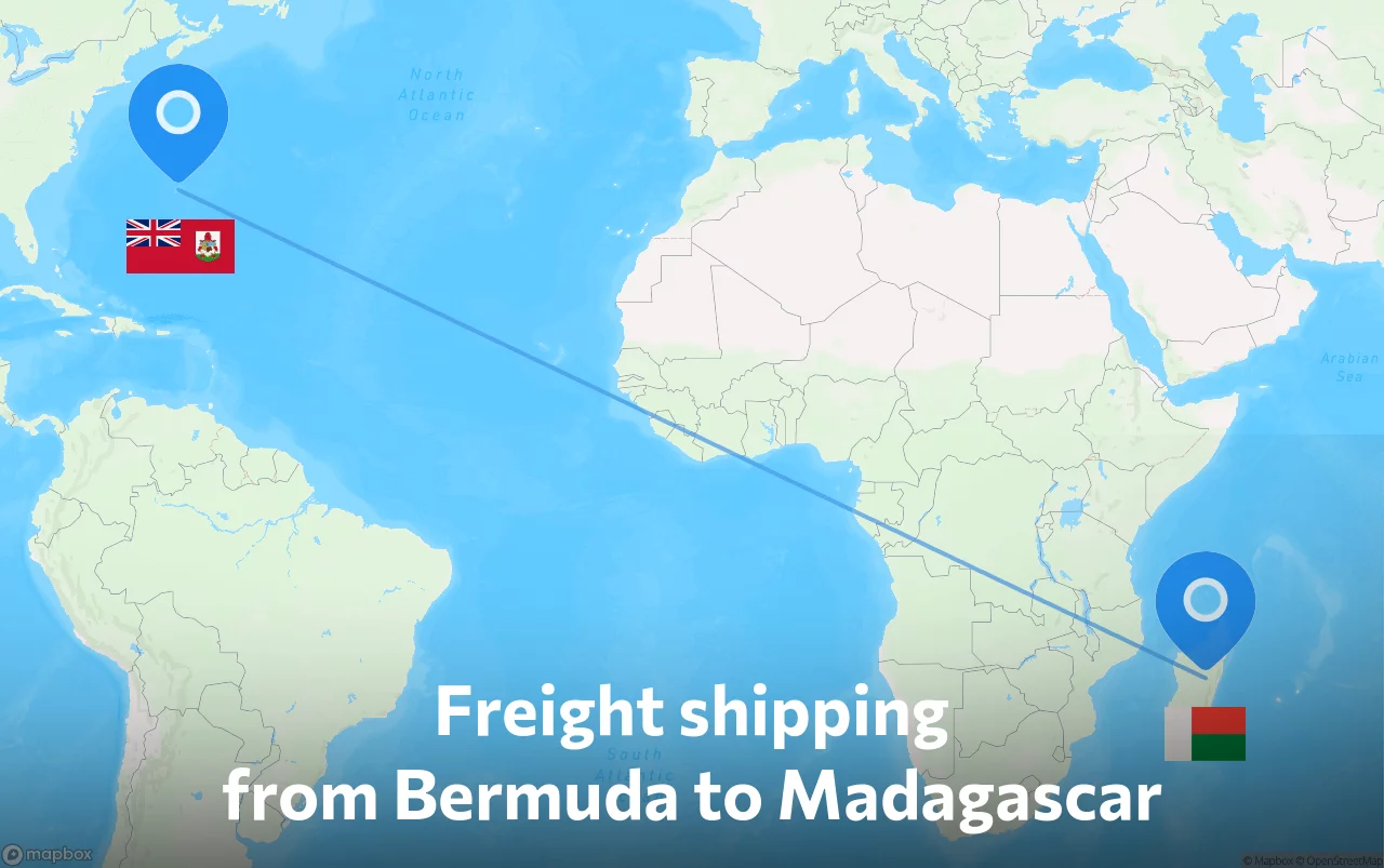 Shipping route from Bermuda to Madagascar