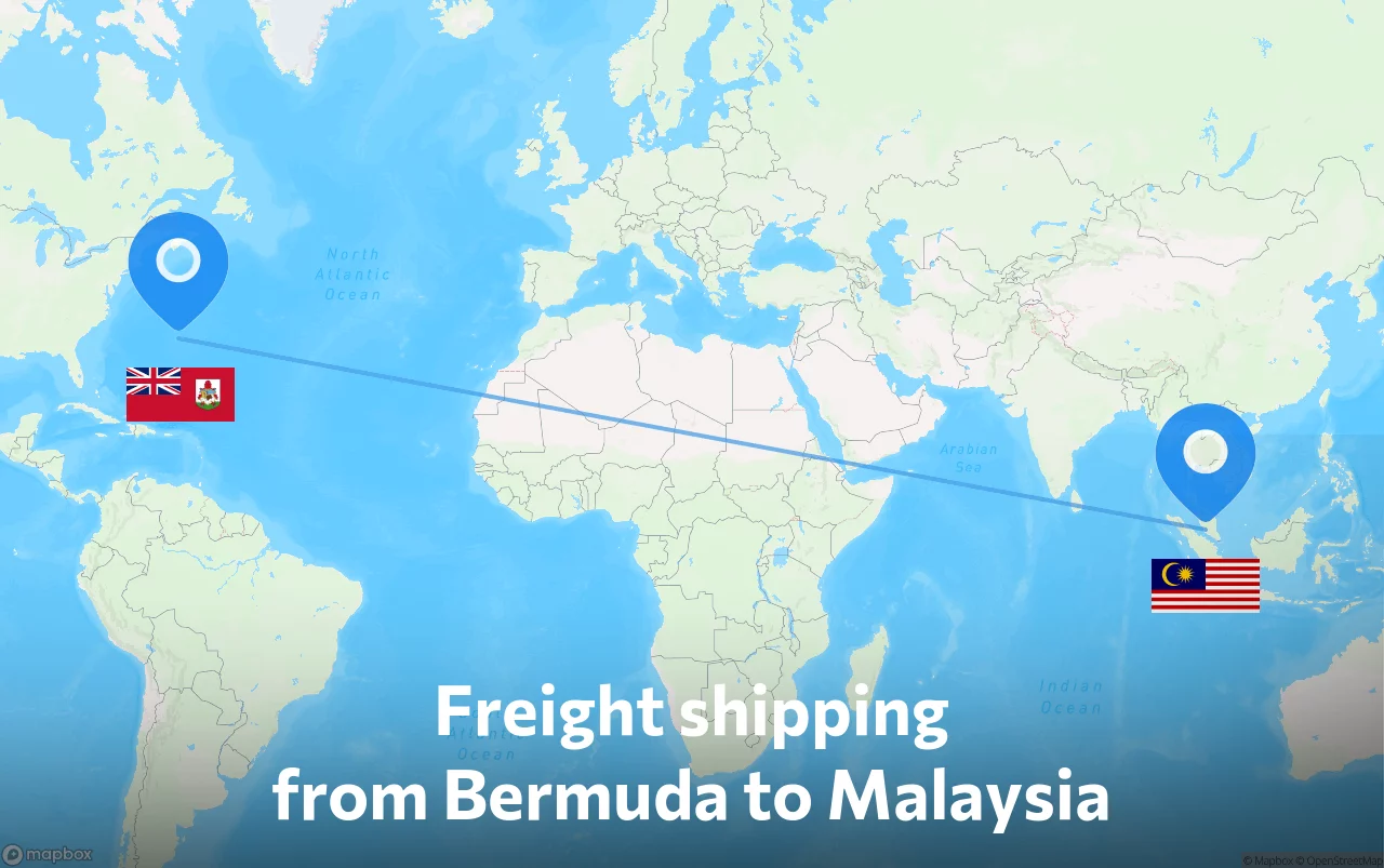 Shipping route from Bermuda to Malaysia