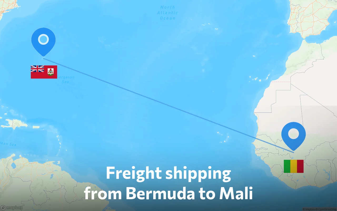 Shipping route from Bermuda to Mali