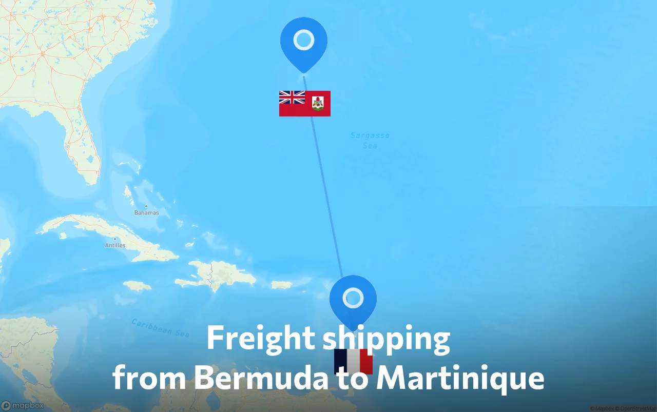 Shipping route from Bermuda to Martinique