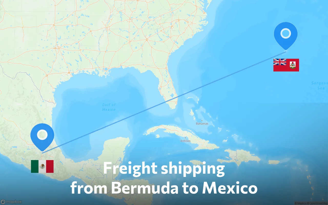Shipping route from Bermuda to Mexico