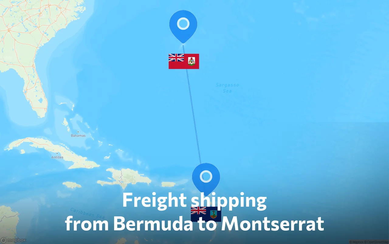 Shipping route from Bermuda to Montserrat