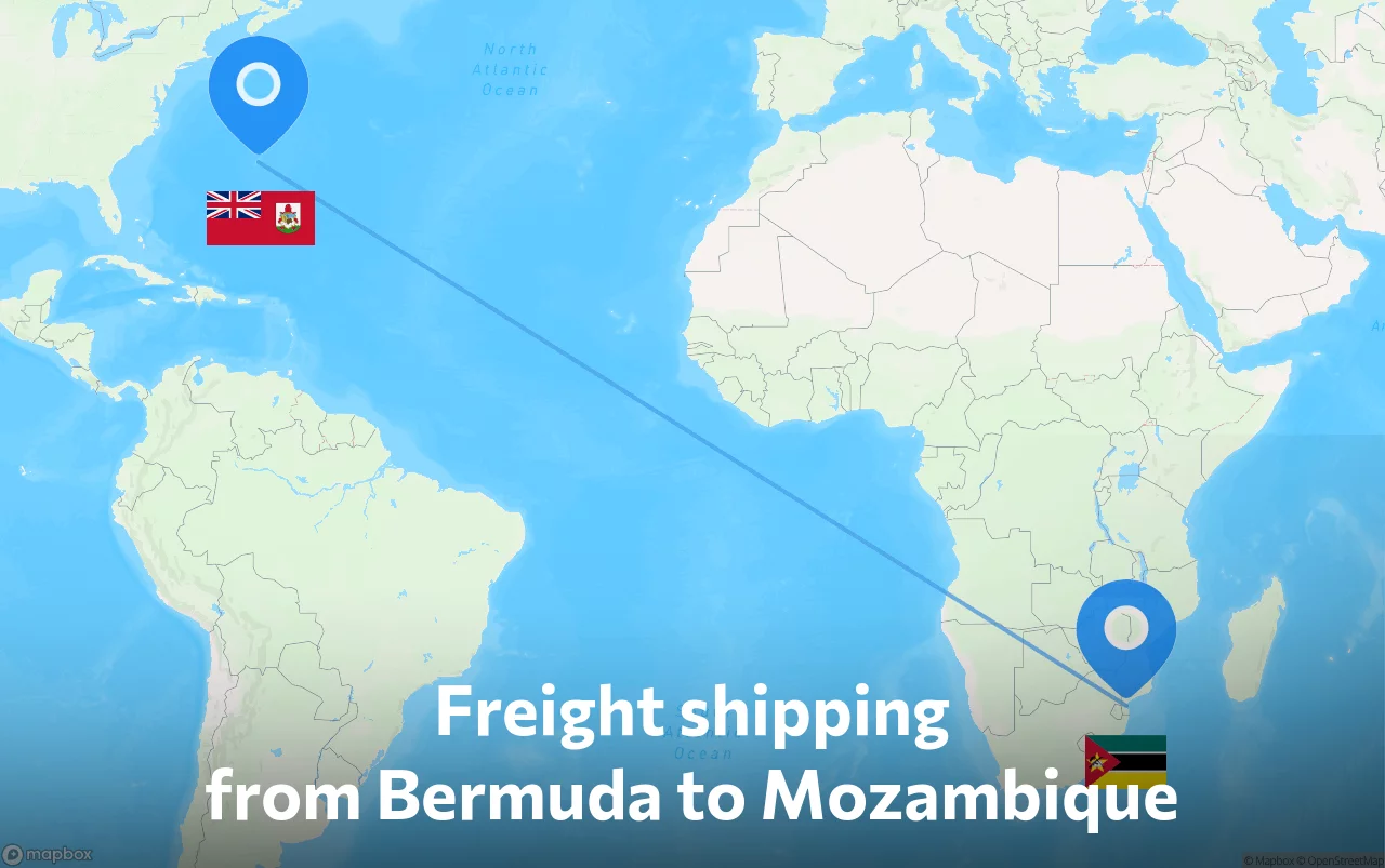 Shipping route from Bermuda to Mozambique