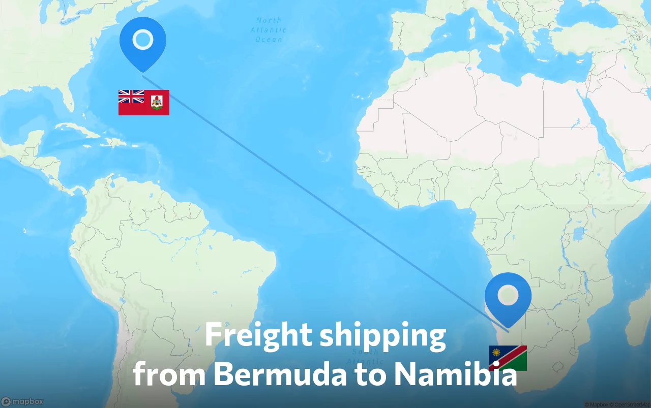 Shipping route from Bermuda to Namibia