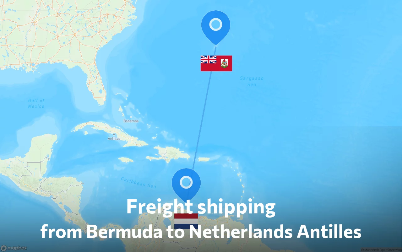 Shipping route from Bermuda to Netherlands Antilles