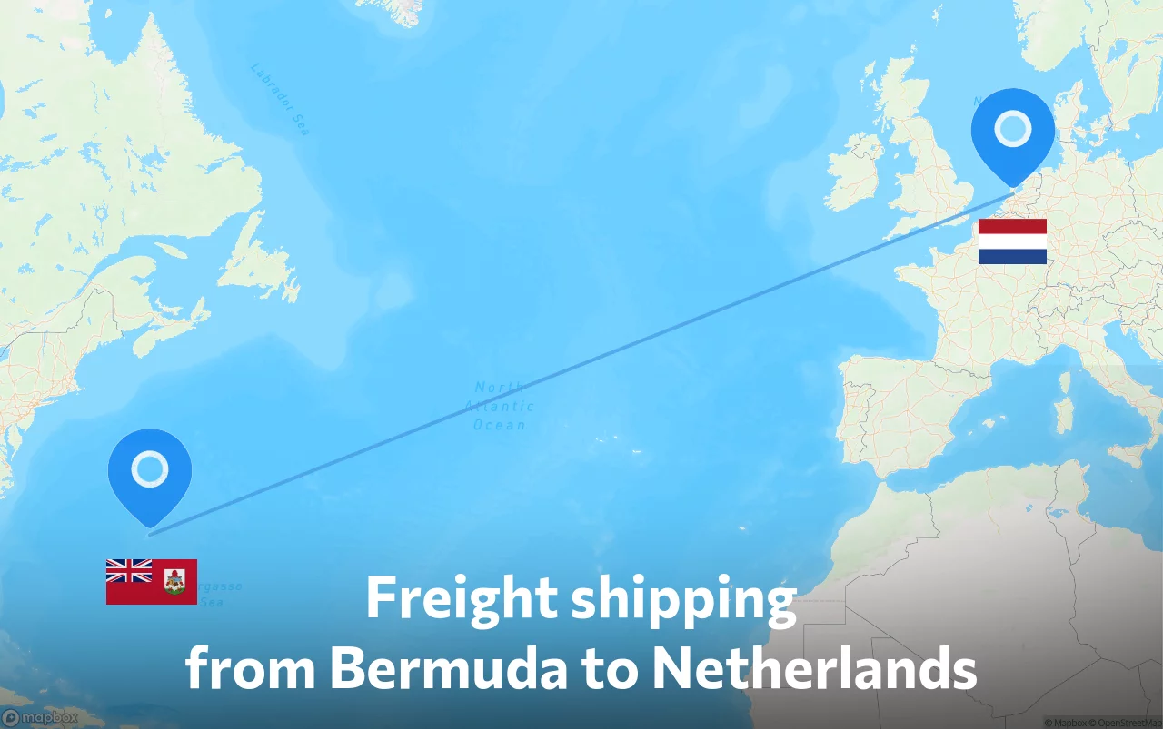 Shipping route from Bermuda to Netherlands