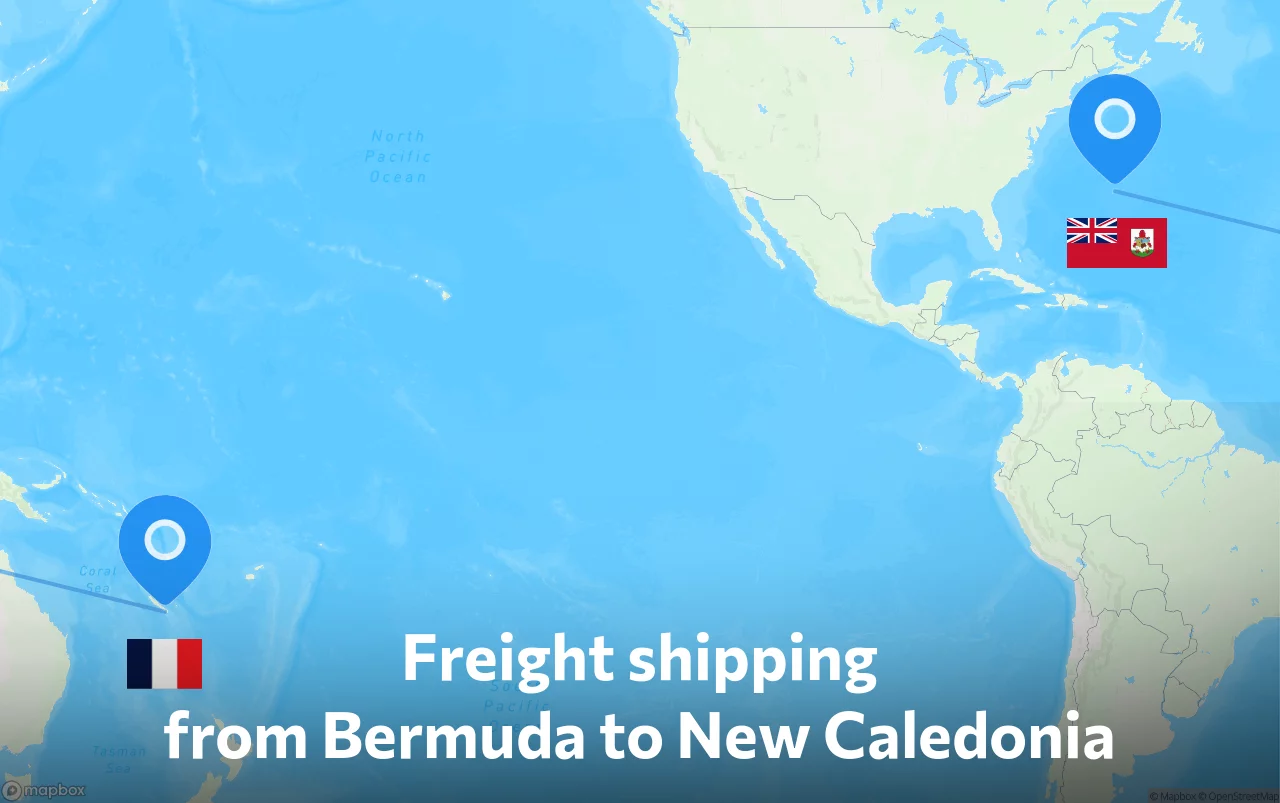 Shipping route from Bermuda to New Caledonia