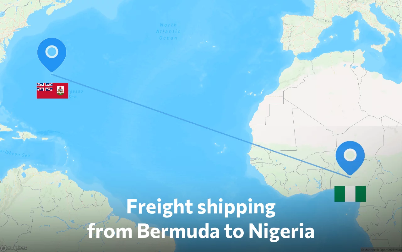 Shipping route from Bermuda to Nigeria