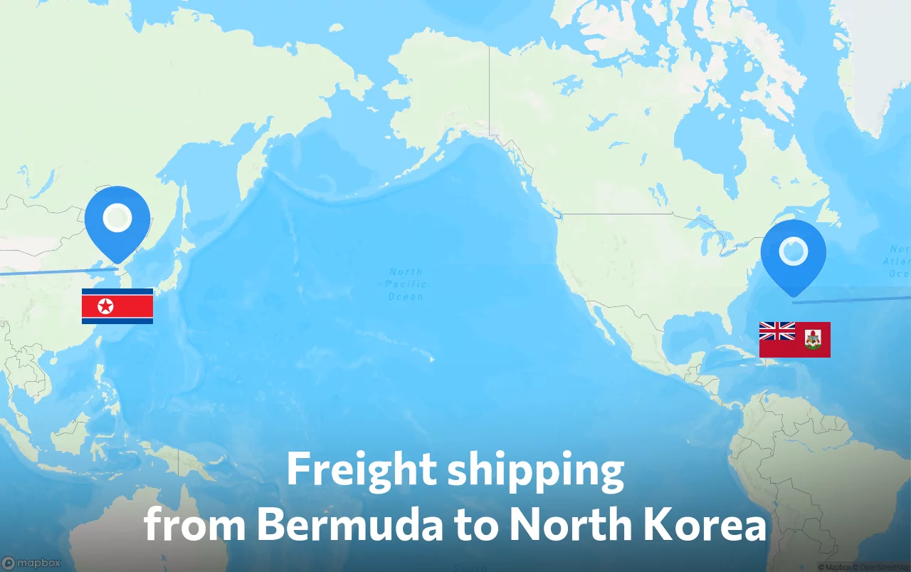 Shipping route from Bermuda to North Korea