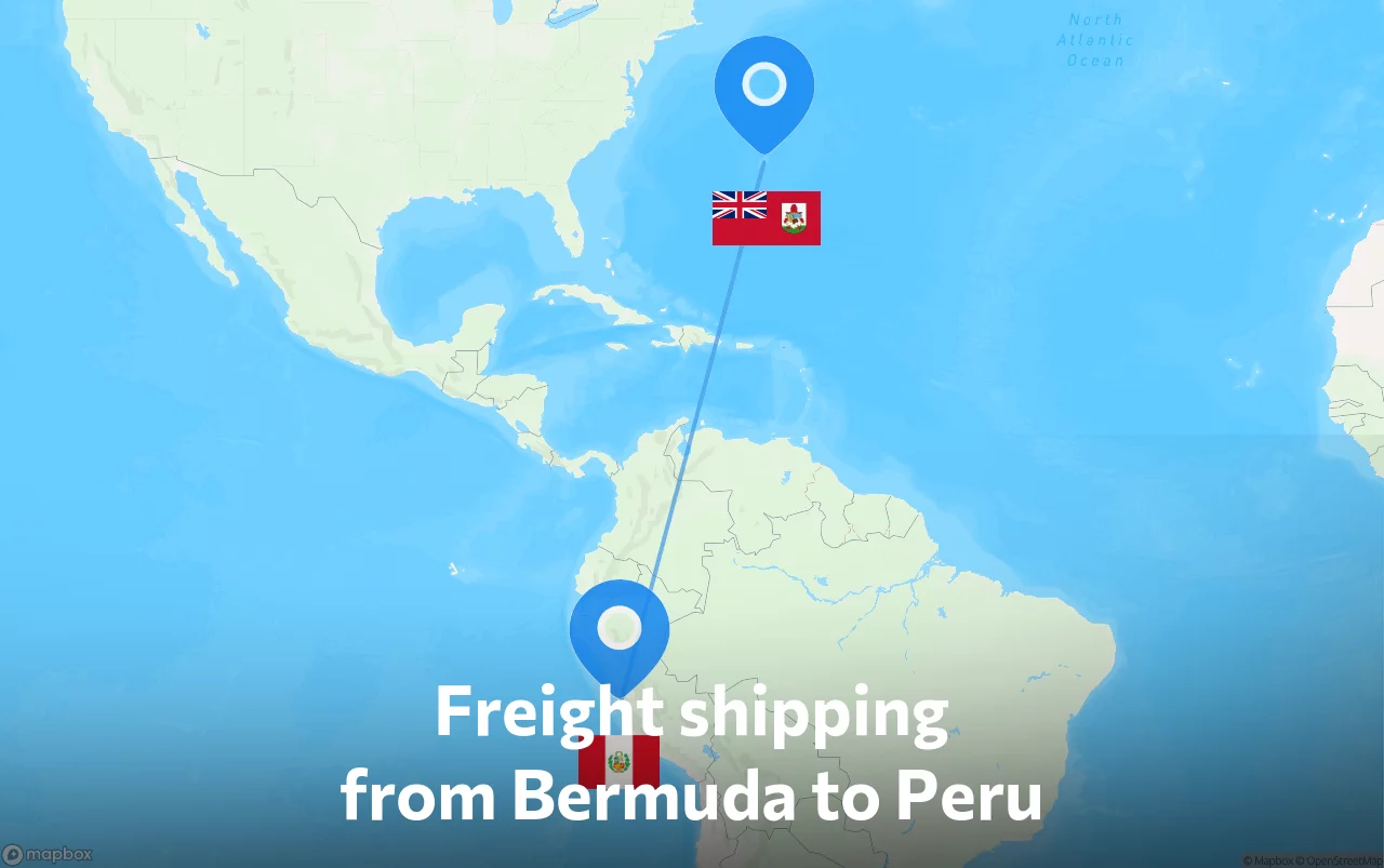 Shipping route from Bermuda to Peru