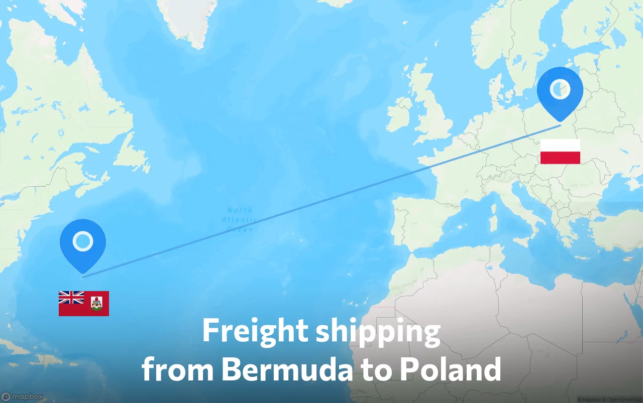 Shipping route from Bermuda to Poland