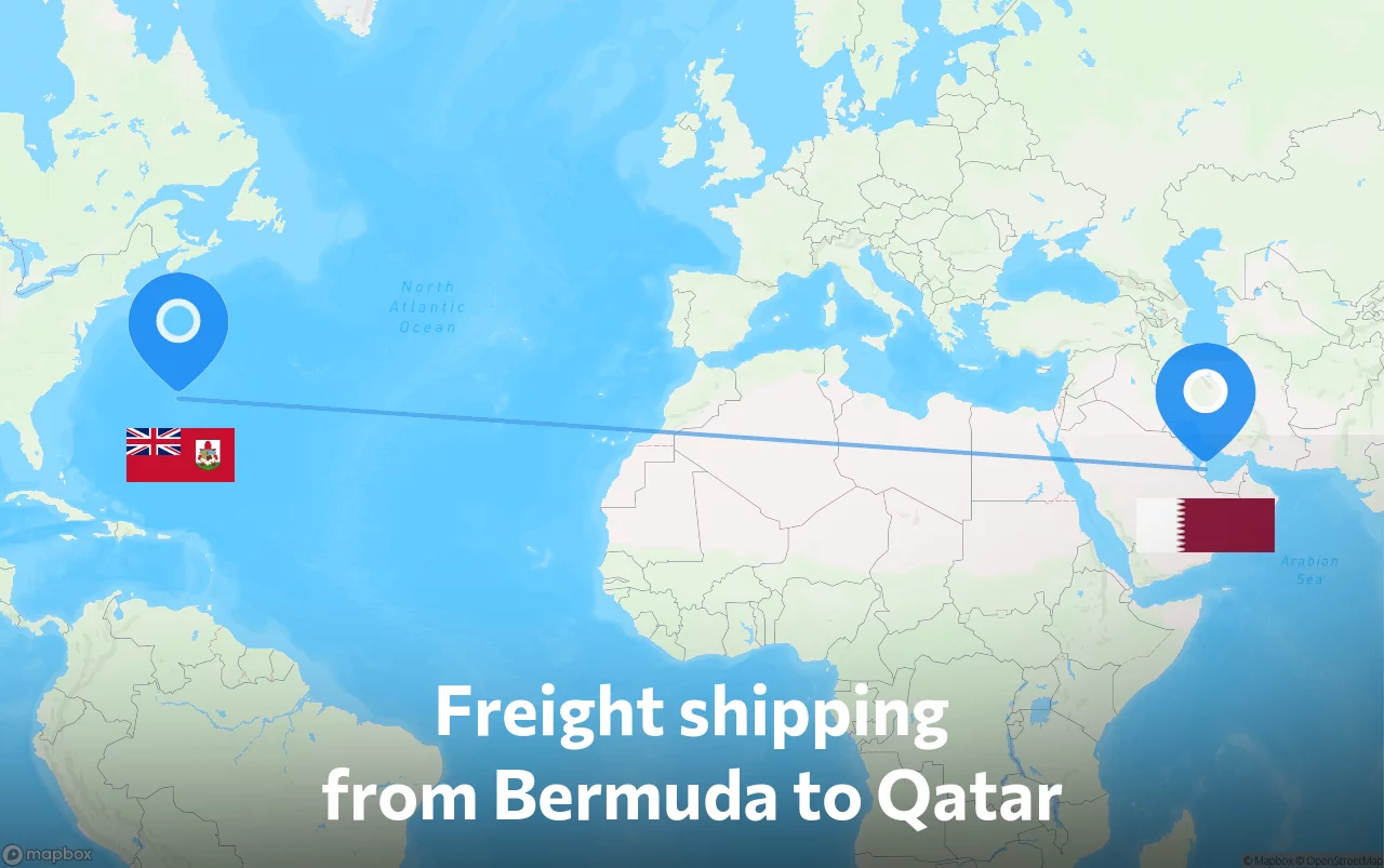 Shipping route from Bermuda to Qatar