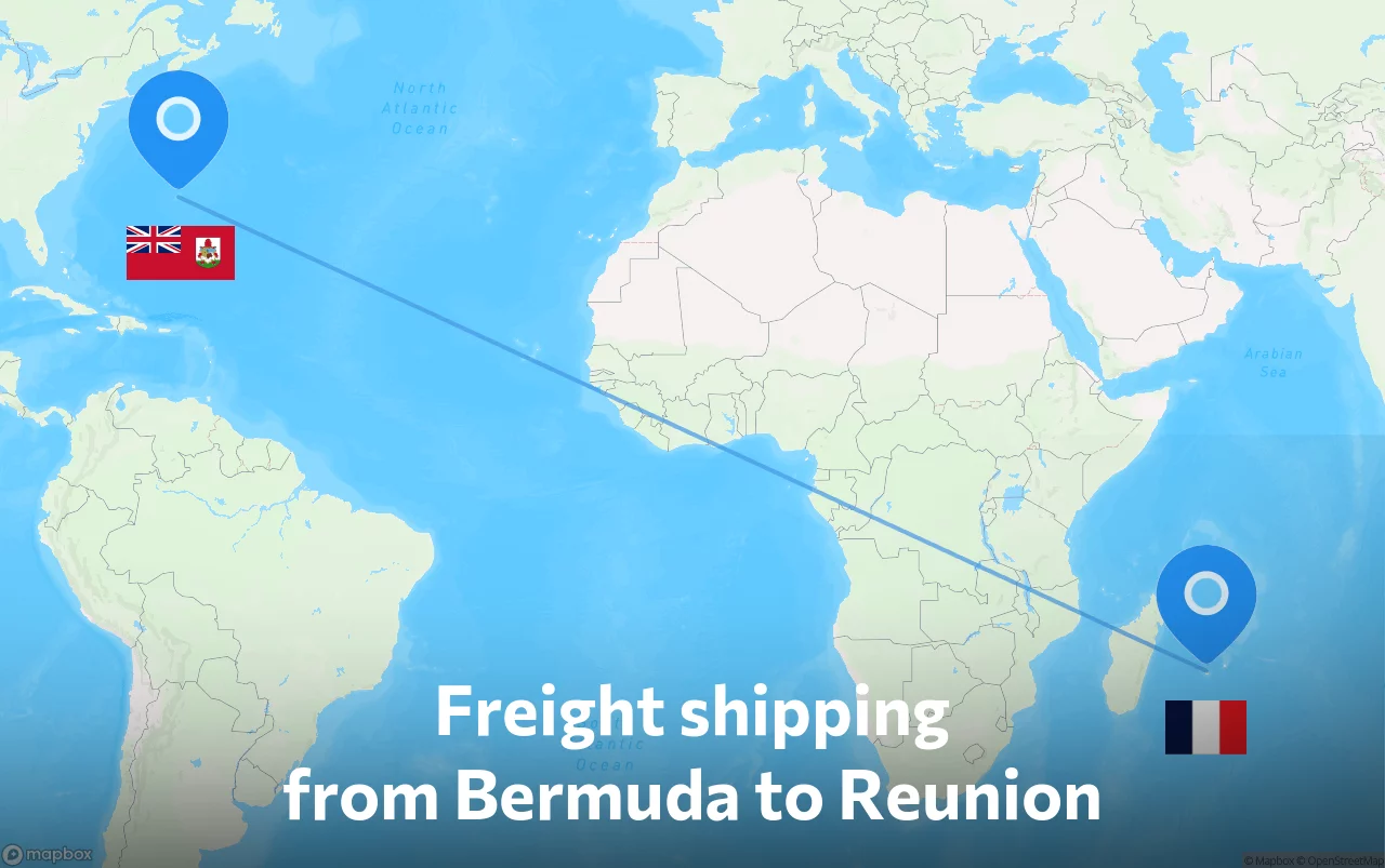 Shipping route from Bermuda to Reunion