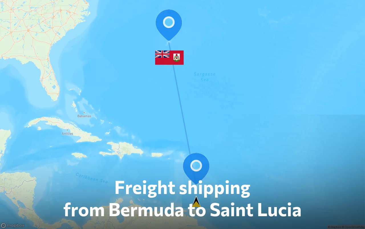 Shipping route from Bermuda to Saint Lucia