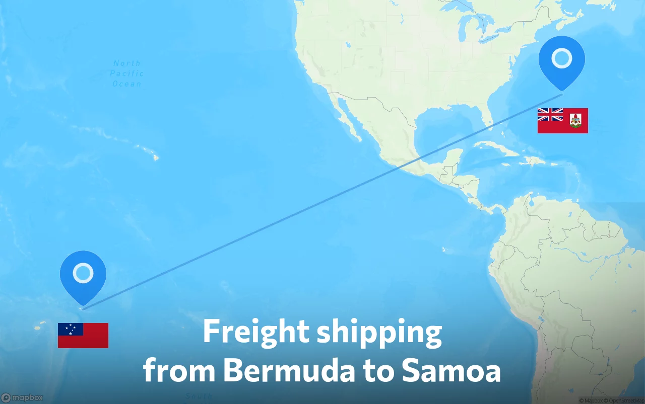 Shipping route from Bermuda to Samoa