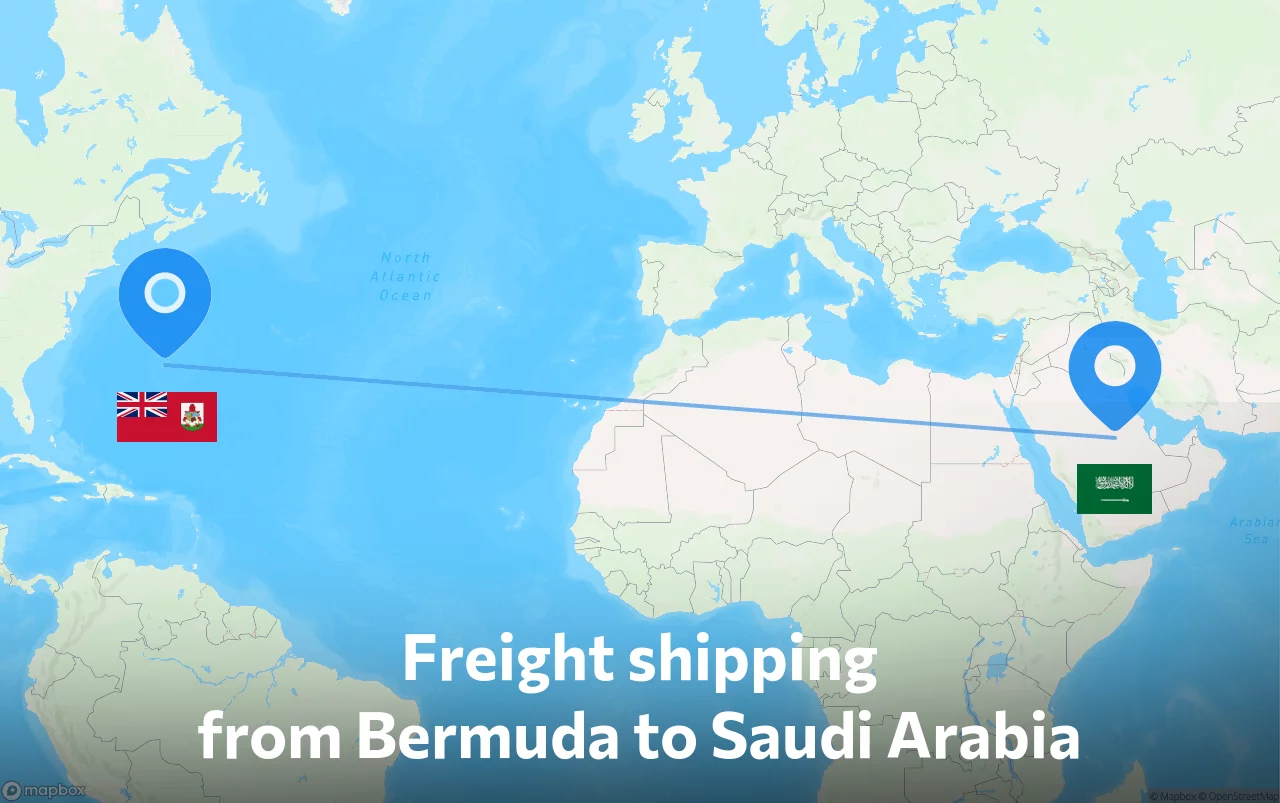 Shipping route from Bermuda to Saudi Arabia