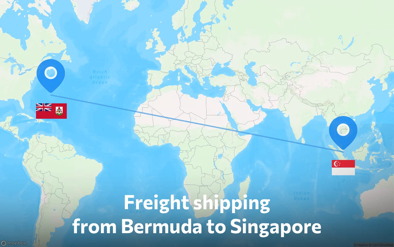 Shipping route from Bermuda to Singapore
