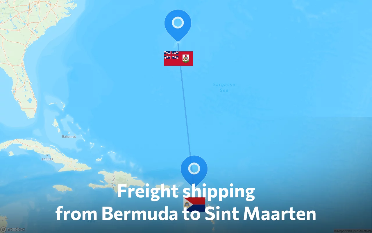 Shipping route from Bermuda to Sint Maarten