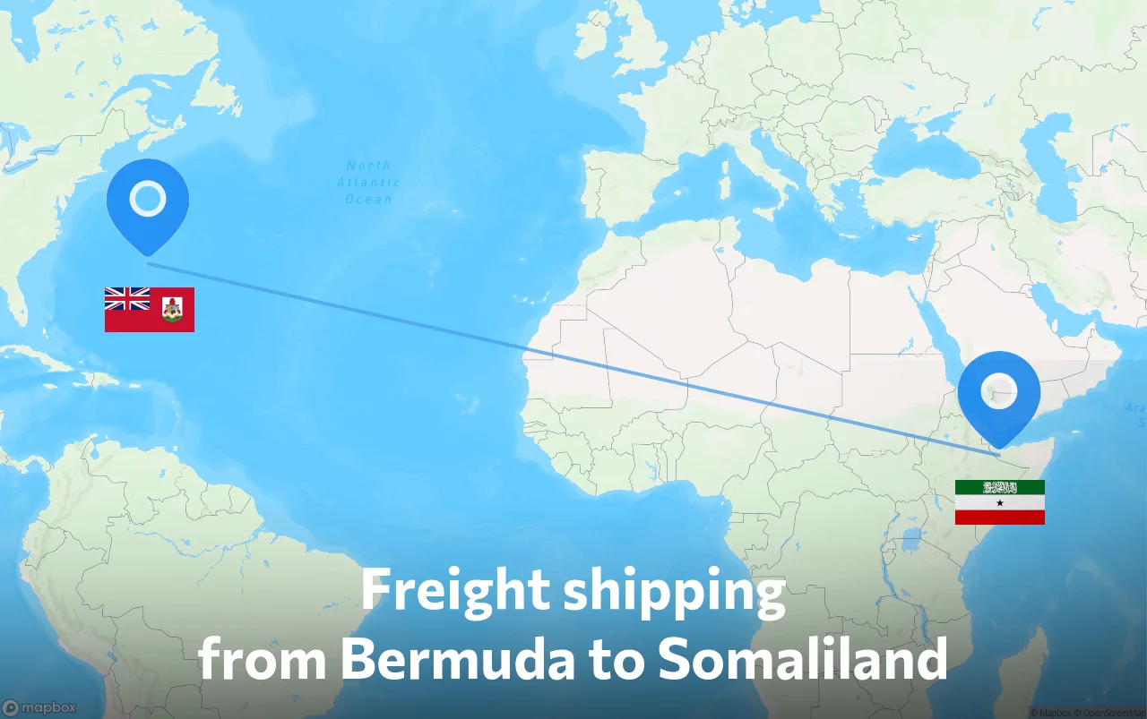 Shipping route from Bermuda to Somaliland