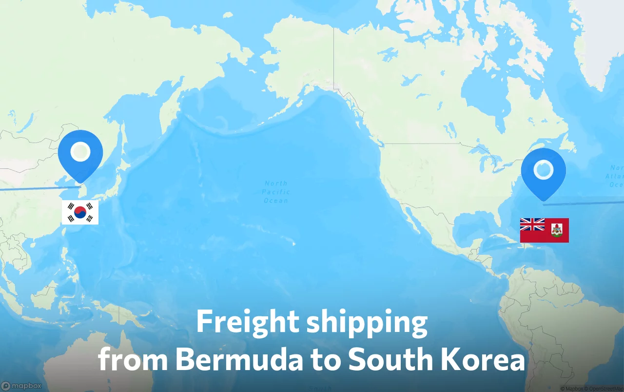 Shipping route from Bermuda to South Korea