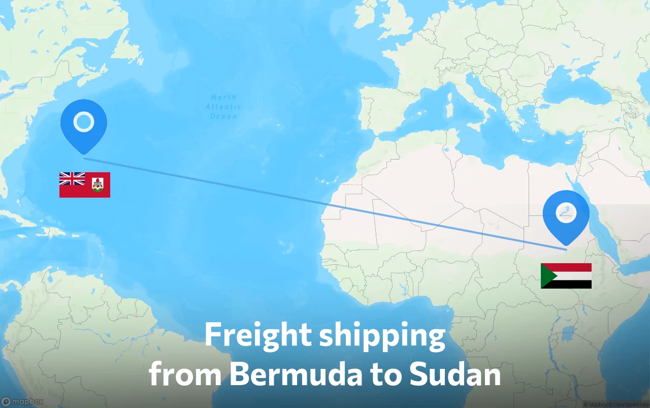 Shipping route from Bermuda to Sudan
