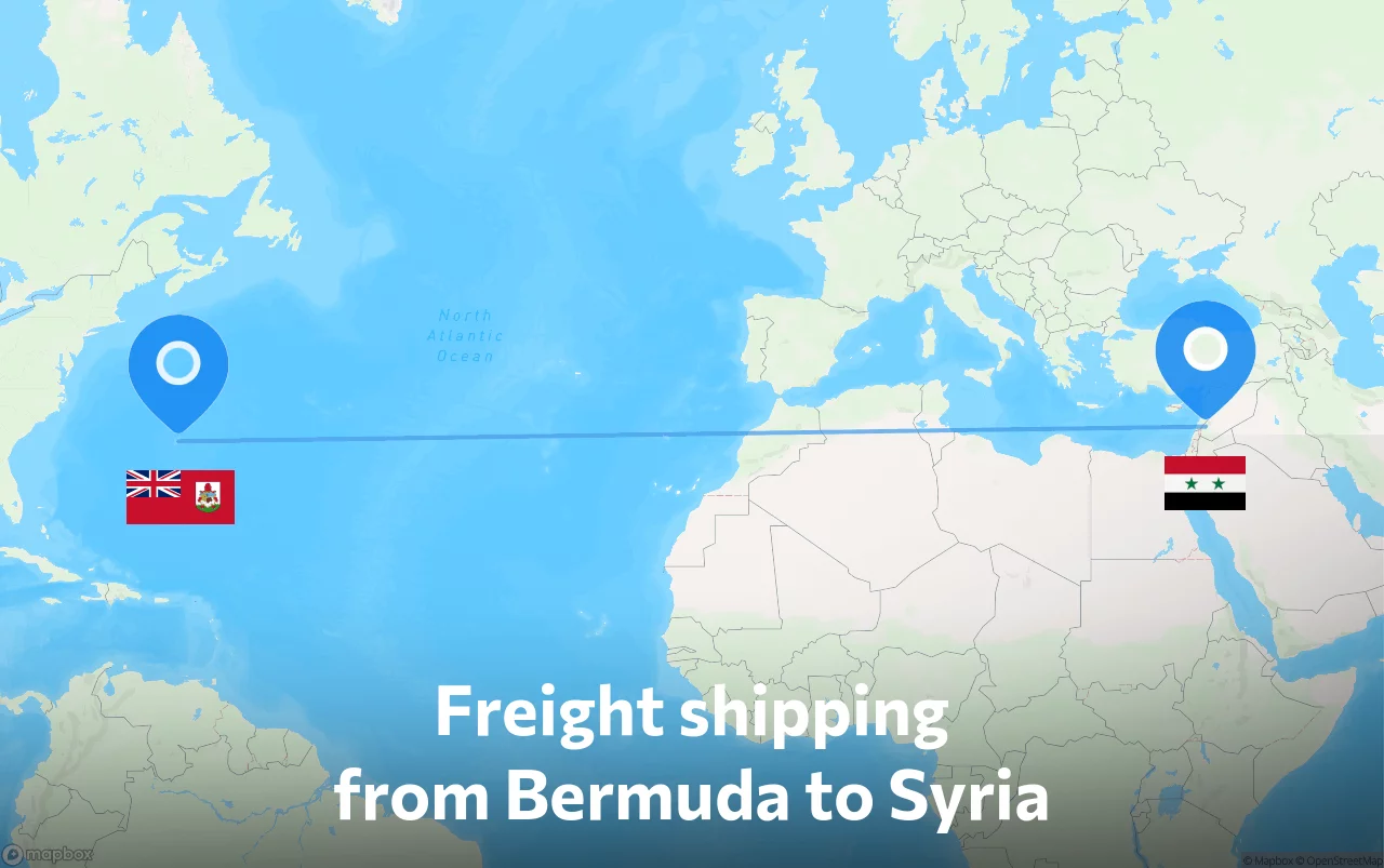 Shipping route from Bermuda to Syria