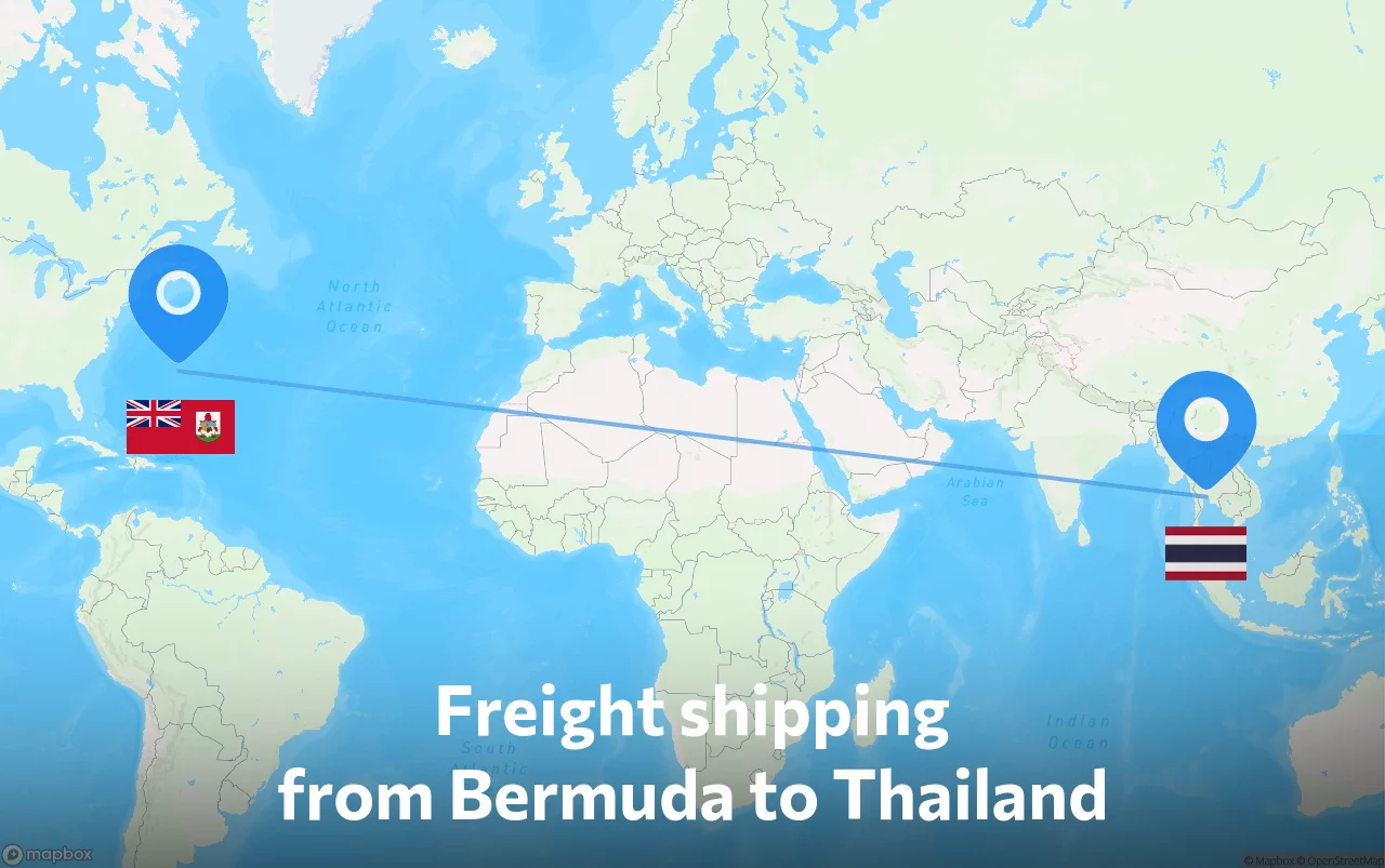 Shipping route from Bermuda to Thailand